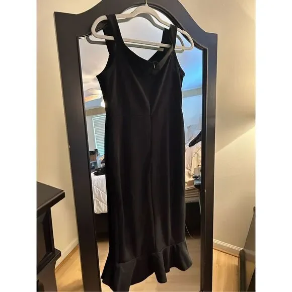 NEW BLACK RUFFLE DRESS Exposed Zipper S - Picture 2 of 2